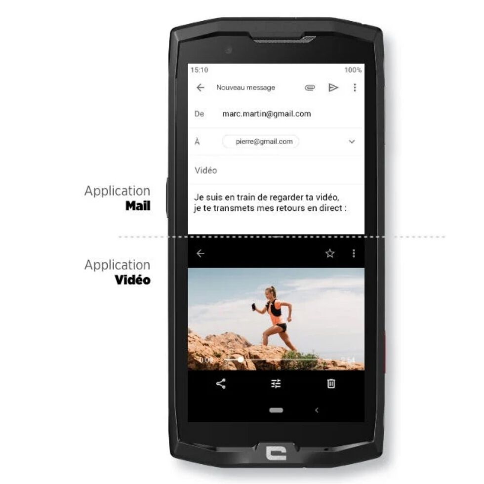Fonction écran partagé téléphone double sim